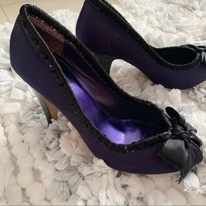 Purple with Black Ribbon Detail 4” Heels